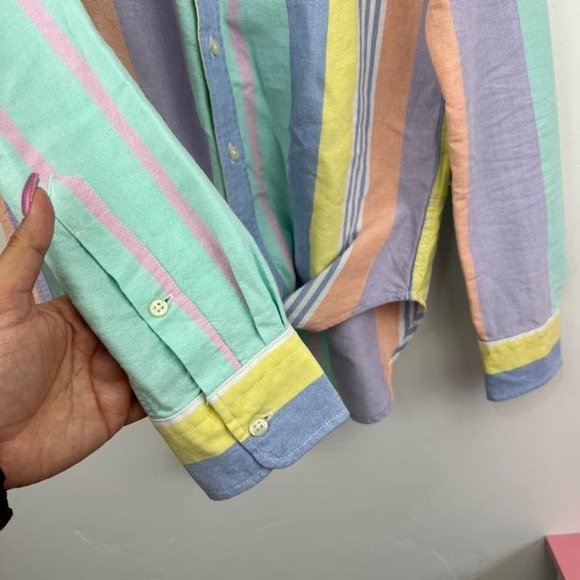 Ralph Lauren Colorful striped button up tie front Easter dress shirt Womens xs - Picture 4 of 7